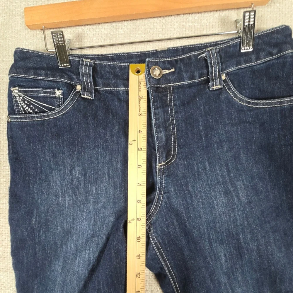 Christopher & Banks‎ Womens Size 10 Dark Wash Embroidered Bermuda Denim Shorts